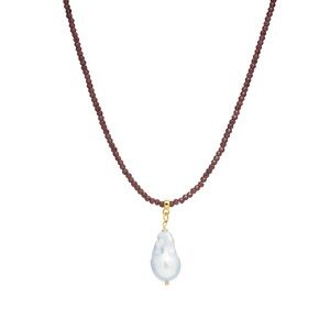 New in box MAYAMAR garnet beaded baroque pearl necklace